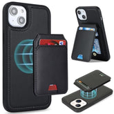 For Iphone 11 Case 2 In 1 Detachable Magnetic Wallet With Card Holder Magsafe Compatible Stand Phone Case Credit Card Slots Pu Leather For Women Men-Black