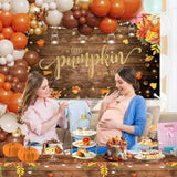 Pumpkin Baby Fall Balloon Arch Kit with Rustic Banner Backdrop for Autumn Party