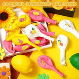 63 Pcs Lemon Balloons Lemonade Party Decorations Yellow Pink And White Lemon Citrus Latex Balloons For Summer Birthday Party Baby Shower Decoration Supplies