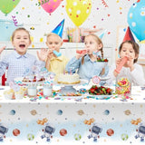 3Pcs First Trip Around The Sun Tablecloth 108X54 Inch Space Birthday Plastic Disposable Outer Space Table Cover Solar System Table Decoration Space Theme Party Baby Shower Supplies