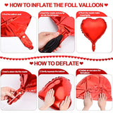 24 Pcs Valentine'S Day Balloons 18 Inch Heart Foil Love Valentine Balloons Pink Red Heart Romantic Gifts For Valentines Day Marriage Wedding Bridal Shower Engagement Party Decor