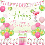 Margarita Birthday Party Decorations, Pink And Green Margarita Backdrop Margarita Happy Birthday Banner Margs And Matrimony Cupcake Toppers Balloons For Girl Mexican Fiesta Birthdays Party Supplies