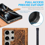 Leather Case Wallet Compatible With Samsung Galaxy S25 Ultra,Genuine Leather2-In-1Magnetic Detachable Shockproof,Flip Folio Cover With Card Slot, Rfid Blocking Dark Brown