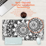 Large Gaming Mouse Pad For Desk, Black And White Mandala Desk Mat, Mandala Flower Desk Pad, 31.5"X15.7" Extended Big Computer Keyboard Mouse Pad With Non-Slip Base And Stitched Edge