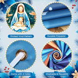 Nativity Christmas Door Cover Decorations - Jesus Holy Night Banner Blue Gold Religious Xmas Scene Sheep Front Door Cover Banner Backdrop For Holiday Farmhouse Decor