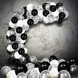 100pcs Metallic Balloons – 12" Black, White, Silver & Confetti Décor