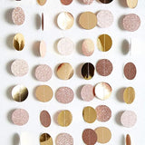 Champagne Gold Glitter Dot Garland & Circle Banner – Elegant Decor for Birthdays, Showers and Holiday