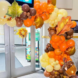 Fall Thanksgiving Balloon Arch Kit Orange Brown Maple Foil Balloons Autumn Party Decor