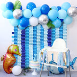 6Pcs Blue White Four-Leaf Clover Tissue Garlands for Frozen Party Decor