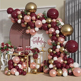 140pcs Burgundy Balloon Garland Kit – Chrome Balloons in 5 Sizes for Party, Wedding & Events