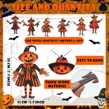 6.56Ft Halloween Vintage Garland - 7.87" Wooden Spooky Pumpkin Banner for Party Decor