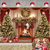 Christmas Photography Backdrop 6x4ft Tree & Fireplace Party Banner