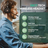 WH62 Dual Teams DECT Wireless Headset 525 ft Range, Work Headphones with 2X Noise Canceling Mic for IP Phone and Computer, Office Head Set with Call