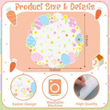 Round Easter Placemats Set of 6, 13.5" x 13.5" Easter Egg Bunny Rabbit Place Mats Flower Floral Doily Linen Seasonal Spring Table Decor for Home Party Kitchen Dining Tableware Decorations