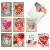 20 Assorted Valentine'S Day Note Cards Bulk Box Set 4 X 5.12 Inch With Envelopes (10 Designs, 2 Each) Hearts And Flowers Am10413Vdg-B2X10