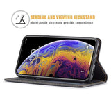 For Iphone Xr Case, Premium Pu Leather Cover Tpu Bumper With Card Holder Kickstand Hidden Magnetic Adsorption Shockproof Flip Wallet Case For Iphone Xr (6.1 Inch) - Black