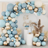 Dusty Blue Balloon Garland Kit: Sand White, Gold & Slate Party Decor