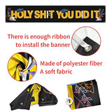 Holy Shit You Did It Large Banner, 2023 Graduate Banner, Black Funny Graduation Lawn Sign Porch Sign, Graduation Party Decorations, Indoor Outdoor Backdrop 8.9 X 1.6 Feet