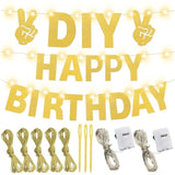 167Pcs Diy Glitter Customizable Banner Kit Custom Banner Happy Birthday Personalized Letter Banners Decor For Christmas Baby Shower Birthday Party Decorations Supplies(Glitter Gold?