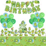 Turtle Party Decorations - Including Turtle Balloons, Happy Birthday Banner, Cake Topper, And Green Tablecloth For Under The Sea Party Decorations Turtle Birthday Party Supplies
