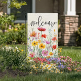 Spring Garden Flag Wildflowers Floral Double Sided 12X18 Inches Small Burlap Welcome Holiday Seasonal Yard Decoration For Outside Porch Cf1761-12