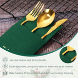 50Pcs Merry Christmas Linen Feel Napkin Gold Foil Disposable Airlaid Paper Napkin Red Green Prefolded Dinner Napkin With Built-In Flatware Pocket For Xmas Winter Party Supplies