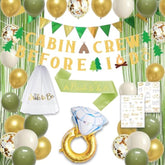 Camp Bachelorette Party Decorations, Green Bride To Be Sash Veil Fringe Curtain, Cabin Crew Before I Do Banner Balloons Temporary Tattoos Kit, Camping Themed Bridal Shower Wedding Decorations