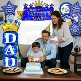 12PCS Happy Father's Day Balloons Set,Aluminum Foil Balloons Include 2 Large DAD Standing Balloons, 1 Banner, and 9 18'' Balloons. Perfect for Father's Day Decorations and Themed Party Celebrations.