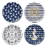 32 Pcs Nautical Anchor Paper Plates -7 Inch Nautical Disposable Navy Anchor Dessert Plates | Cruise Ship Party Decorations for Boys Birthday, Baby Shower, Sailor Boat Themed Party Supplies, 4 Styles