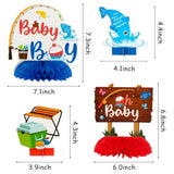 12P Blue Baby Shower Party Centerpieces For Boys Gone Fishing Fish Gen