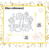 Happy New Year 2025 Cake Topper Silver Glitter Party Decor