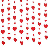 Valentine Decoration Garland Photo Props Backdrop Heart Mall Window Display Party Decoration, Red, 6 Strands