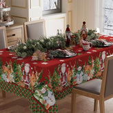 Snowman Santa Deer Winter Christmas Tablecloth Rectangle Christmas Table Cloth Washable Table Coversfor Indoor Dining Home Party Xmas Decorations 60X84 Inch