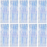 10 Pack Iridescent Backdrop Party Decorations Tinsel Curtain Party Backdrop Foil Fringe Birthday Decorations Photo Booth Streamer Backdrop Pink Theme Bachelorette Graduation Party Decorations