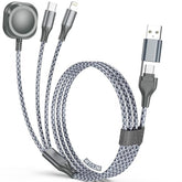 Multi Charging Cable For Apple Watch Charger,3 In 2 Usb C Cable 4Ft Iphone Charger/Type C/Lightning Travel Essentials Cables For Iwatch Ultra/Se/10-1&Iphone 16-5 Pro/Plus