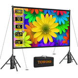 Projector Screen With Stand,120 Inches Indoor Projector Screen Outdoor Portable 16:9 4K Hd Rear Front Projection Movie Screen With Carry Bag Wrinkle-Free Design For Backyard Theater