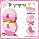 20 Inch Number 8 Piñata Pink Gold With 30 Inch Piñata Stick Blindfold Confetti For Boys Girls Adults Birthday Party Decorations, Anniversary Celebration, Fiesta