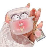 For Airpod 4 Case Cute Romantic Rose Flower With Keychain Clear Frosted Protective Cover Compatible With Airpods 4Th Generation Case For Girls Women (Rose Pink)