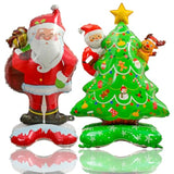 2Pcs Christmas Balloons,Jumbo Christmas Party Decorations Foil Balloons Set - Includes Reindeer,Tree, Santa Claus Theme Mylar Balloon Decorations For Xmas Party Supplies