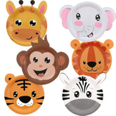 Safari Jungle Wild Animal Party Supplies 60Pcs Disposable Jungle Zoo Animal Shaped Paper Plates For Birthday Party, Baby Shower And Jungle Safari Theme Party Decorations