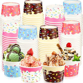 120 Pcs 9Oz Ice Cream Bowls Bulk Dessert Ice Cream Cups Paper Treats Sundae Cups Disposable Birthday Party Decorations For Hot Cold Food Soup Yogurt Cupcakes Supplies(Cute Style)