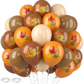 52PCS Fall Balloons Brown Burnt Orange Gold Confetti Thanksgiving Party Decor