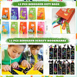 168Pcs Dinosaur Birthday Party Favors, Dino Party Favors Include Masks Bubble Stamps Hatching Eggs Bags Craft Bookmarks Diy Stickers Slap Bracelets For Dinosaur Birthday Party Decorations Supplies