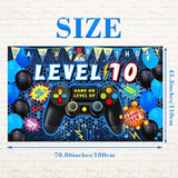 90PCS Blue Gamer 10th Birthday Party Set β Balloons, Backdrop, Tablecloth & Foil Decor