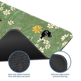 Cute Cat Mouse Pad Large Green Desk Mat Extended Keyboard Mouse Pad Kawaii Mousepad With Non-Slip Base And Stitched Edge Plant Mouse Mat Desk Pad 31.5 X 11.8 In Mouse Pads For Decor Home Office Gaming