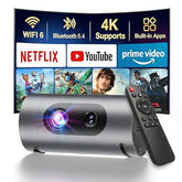 Smart Projector With Wifi And Bluetooth, Mini Projector Supports 4K 1080P, Portable Movie Projectors Built-In Apps, Compatible With Hdmi/Usb/Smartphone/Tv Box/Laptop For Bedroom, Office, Outdoor Use