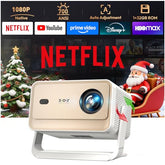 Compatible With Netflix & Auto Focus Gimbal N6 Pro 700 Ansi Native 1080P Smart Projector With Wifi 6 And Bluetooth, 4D Auto Keystone & Voice Controll Portable 4K Support Fhd Home Projector