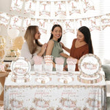 Boho Fall Pumpkin Baby Shower Decorations Bohemia Floral Little Pumpkin Party Supplies Disposable Tableware Set 194 Pcs Plates Napkins Banners Plastic Tablecloth For Baby Shower Kids Party