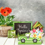 4 Pcs Hello Spring Table Decorations Spring Easter Table Centerpieces Hello Sunshine Wooden Signs Decorations For Home Wooden Party Ornament Farmhouse Easter Rustic(Cute Style)