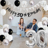 30Th Birthday Decorations For Men, Navy Blue Silver 30Th Birthday Balloons With Blue Happy 30Th Banner 30 Cake Topper Decor Number 30 Balloon For Women 30Th Party Decoration